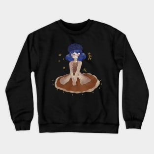 Whimsigoth Cottagecore Blue Mushroom Girl Crewneck Sweatshirt